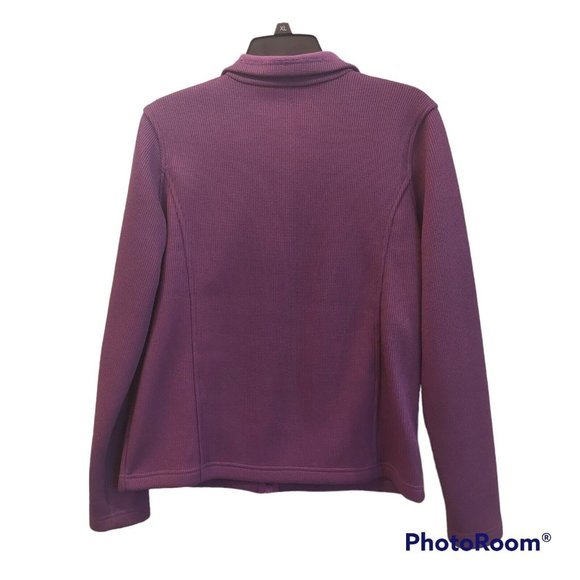 IZOD PERFORMX Purple Stretch Activewear Knit Zip Fleece Lined Jacket Size M - Picture 2 of 9